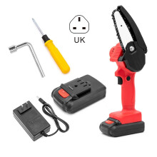 (Two Battery UK Plug) Cordless Mini Electric Chain Saw, One-handed Woodworking Saw, Rechargeable