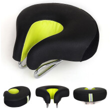 (Green) Bicycle Saddle No Nose Mountain Bike Thickened Super Soft Cushion