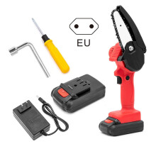 (Two Battery EU Plug) Cordless Mini Electric Chain Saw, One-handed Woodworking Saw, Rechargeable