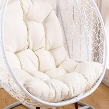 (White) Waterproof Thick Swing Seat Cushion with Backrest, Garden Use Only
