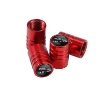 (A red) 4pcs Aluminum Alloy Car Wheel Tire Valve Caps Dust Accessories For Jaguar Xf Xj Xfr Xkr Xjr S-type F-type X-type F-pace I-pace