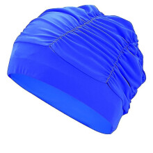 (Blue) Lady Swim Caps Swimming Pleated Long Hair Large High Elastic Bathing Cap Swim Hats Summer Holiday Beach Gifts