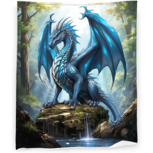Dragon Forest 40"x50" Fantasy Magic Animal Super Soft Fleece Throw Blanket, Lightweight Warm Bedding for Sofa, Bedroom, Living Room