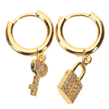 1 Pair Asymmetric Padlock Key Earrings Hoop Drop Earrings Costume Earrings for Women