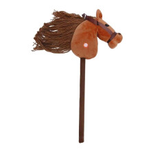 Plush Stick Horse with Realistic Galloping Sounds, Soft Kids Riding Hobby Horse Toy, Brown
