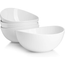 Serving Bowls Set of 4, for Salad | Soup | Snacks | Pasta - Microwave, Dishwasher and Oven Safe - White
