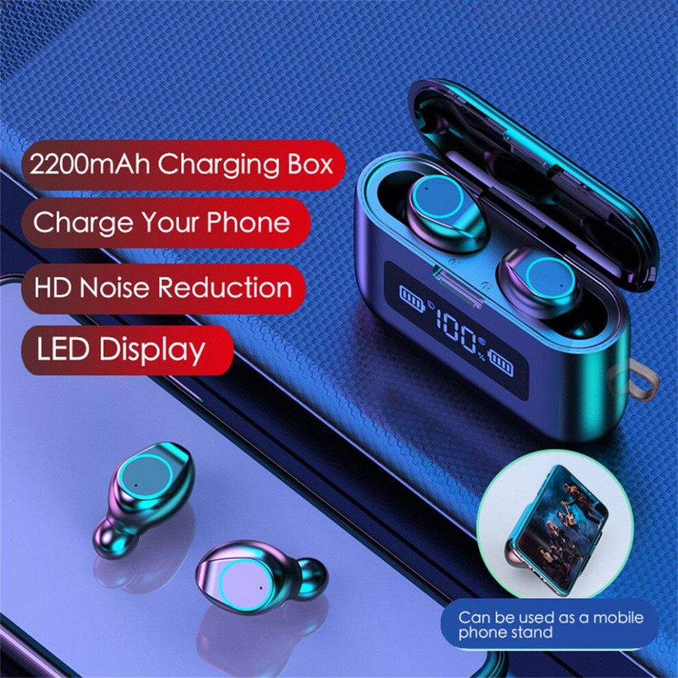 Eqwljwe Bluetooth Headset 5.0 In-Ear Digital Binaural Call Stereo Waterproof Led Display Bluetooth Headset Holiday Clearance 9389440234307