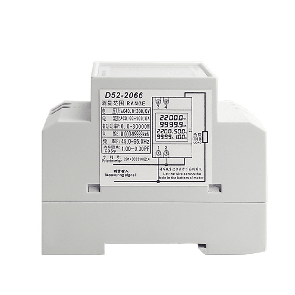 5X Din Rail Ac Monitor 6In1 40300V 100A Voltage Current Power Factor Active Kwh Electric Energy Frequency Meter 9389440234444