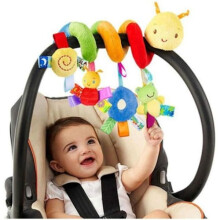 Hanging spiral baby rattle, educational sensory toy, newborn baby rattle, bedside bell