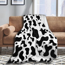 Throw Blanket Portable Throw Blankets for Couch, Warm Present for Birthday, Christmas, Halloween, Housewarming (Black and White Animal Cow Print)