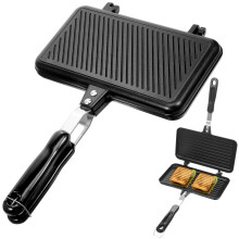 NonStick Sandwich Pan DoubleSided Grill with Ergonomic Handle for Waffles Steaks and Toasts