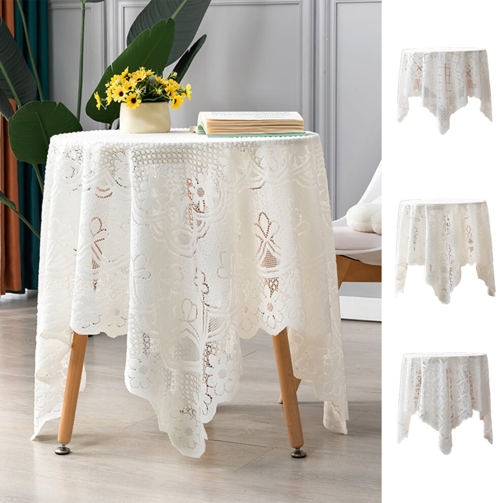 Blukids Embroidery Lattice Square Tablecloth With Tassel, Heavy Duty Rustic Fabric, Wrinkle Resistant, For Kitchen Dining Room, 35.4" (A) 9389440380233