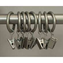 Urbanest 1" Metal Curtain Rings With Clips, Set of 8, Pewter