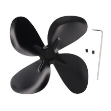 Stove Fan Blade Replacement Aluminum Alloy 4 Blades Black for Wood Burning Fireplace