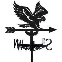 3D Eagle Weathervane Metal Wind Vane Weathercock Garden Decoration Wind Direction Indicator Stake Roof Mount Ornament for Farmhouse Yard Outdoor