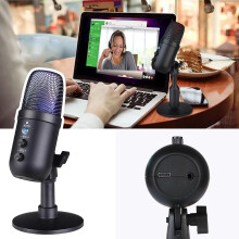 Teissuly USB Condenser Mic with RGB Lights, Headphone Jack, Noise Reduction, compatible with PC for Streaming, Podcasting, Gaming