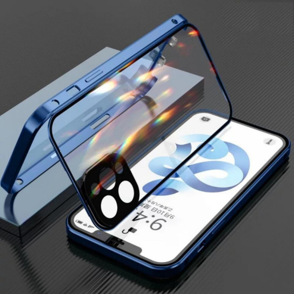 Lockable Anti-Peeping Case For Compatible With Iphone 13 Pro Max, Magnetic Glass, Built-In Lens Protector, Privacy Screen, Blue 9389440473676