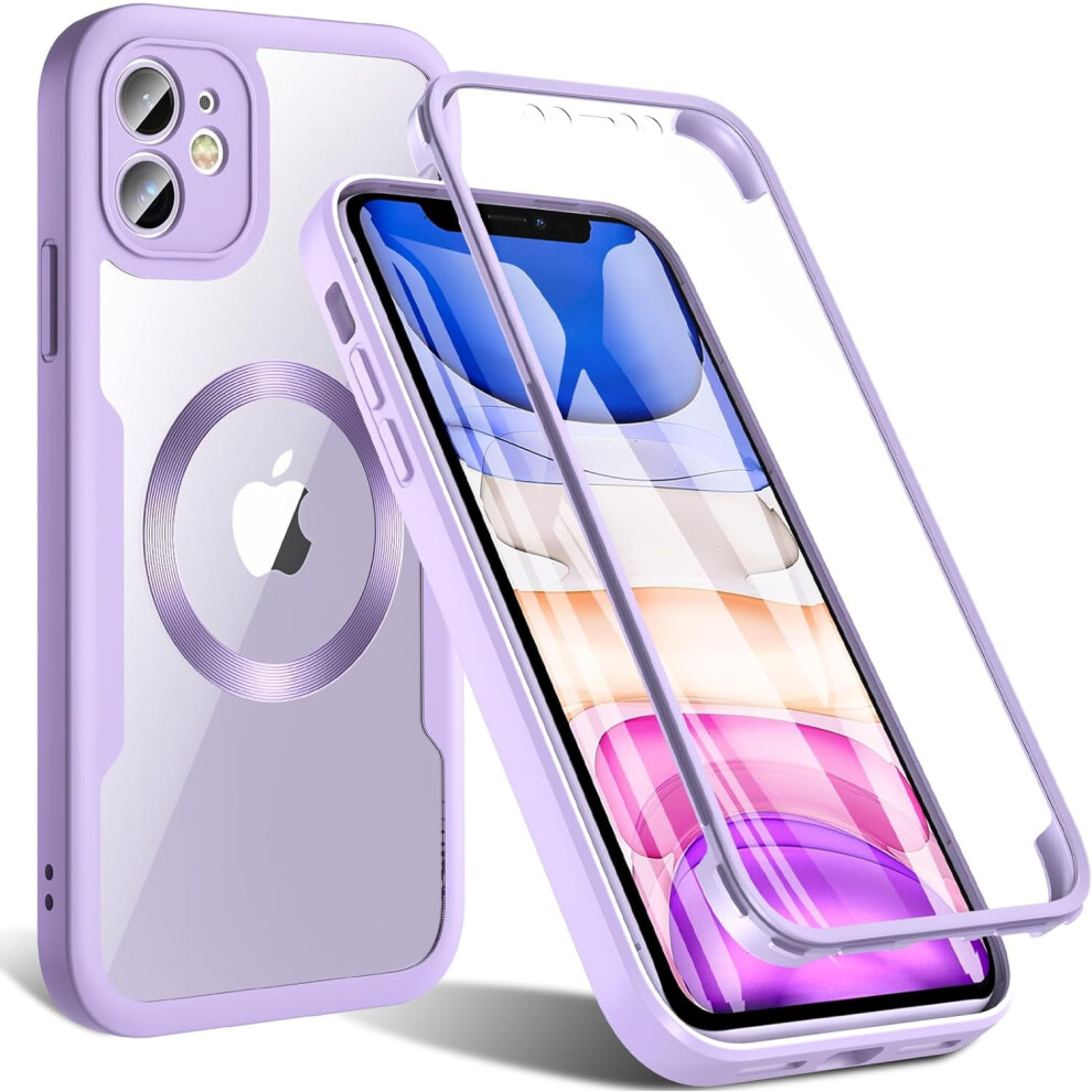 Besinpo Magnetic Case For Iphone 11, With Built-In Screen Protector & Magsafe, 360 Shockproof Cover For Iphone 11 6.1 Inch, Purple 9389440555006
