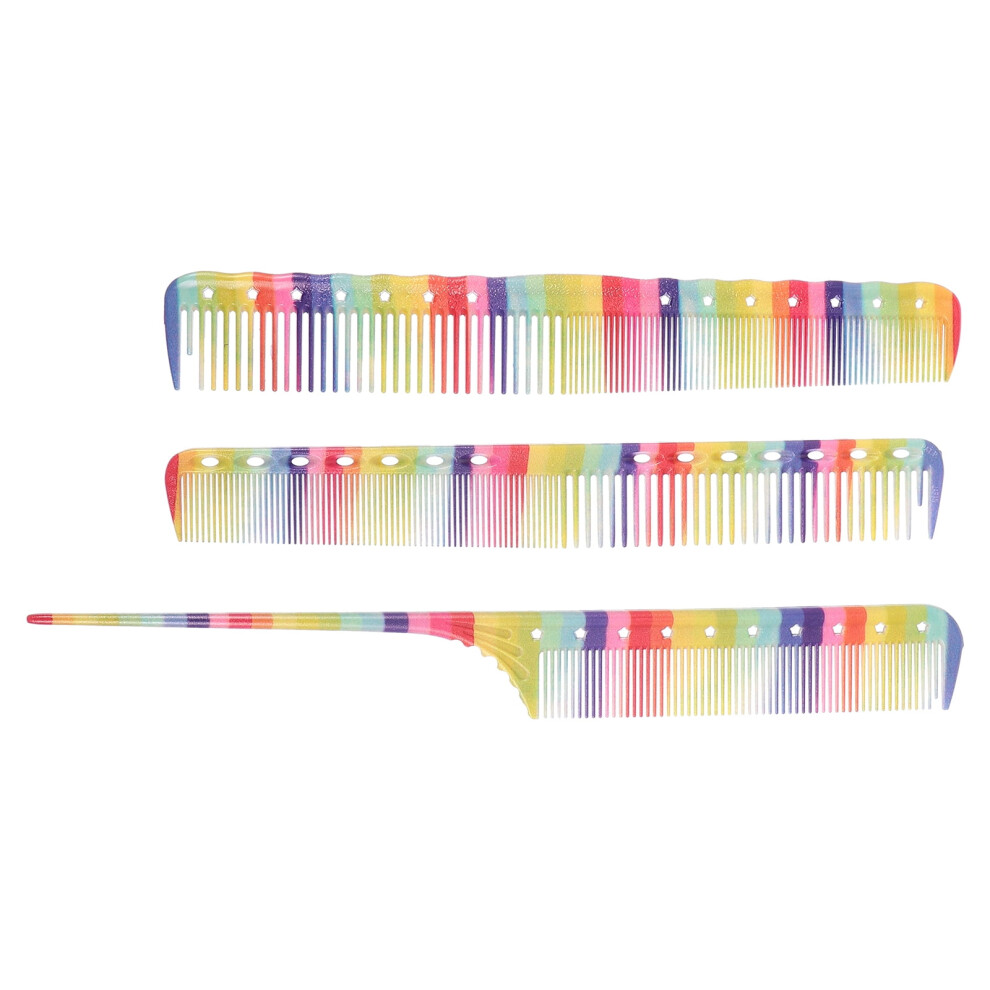 3 Pcs Fine Tooth Comb Teasing Combs for Women Rainbow Tangles