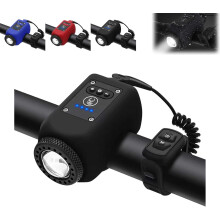 Mountain Bike Electronic Horn Bell, Electric Night Cycling Flashlight Accessories Ipx5 Waterproof,Loud Alarm, USB Rechargeable Bicycle Speaker