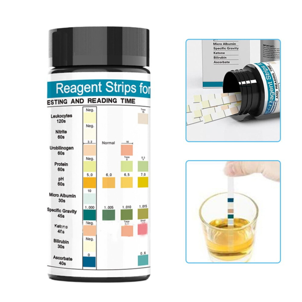 URS 10-in-1 Urine Test Strips Testing UTI Urinalysis Kit for Ketosis pH Protein