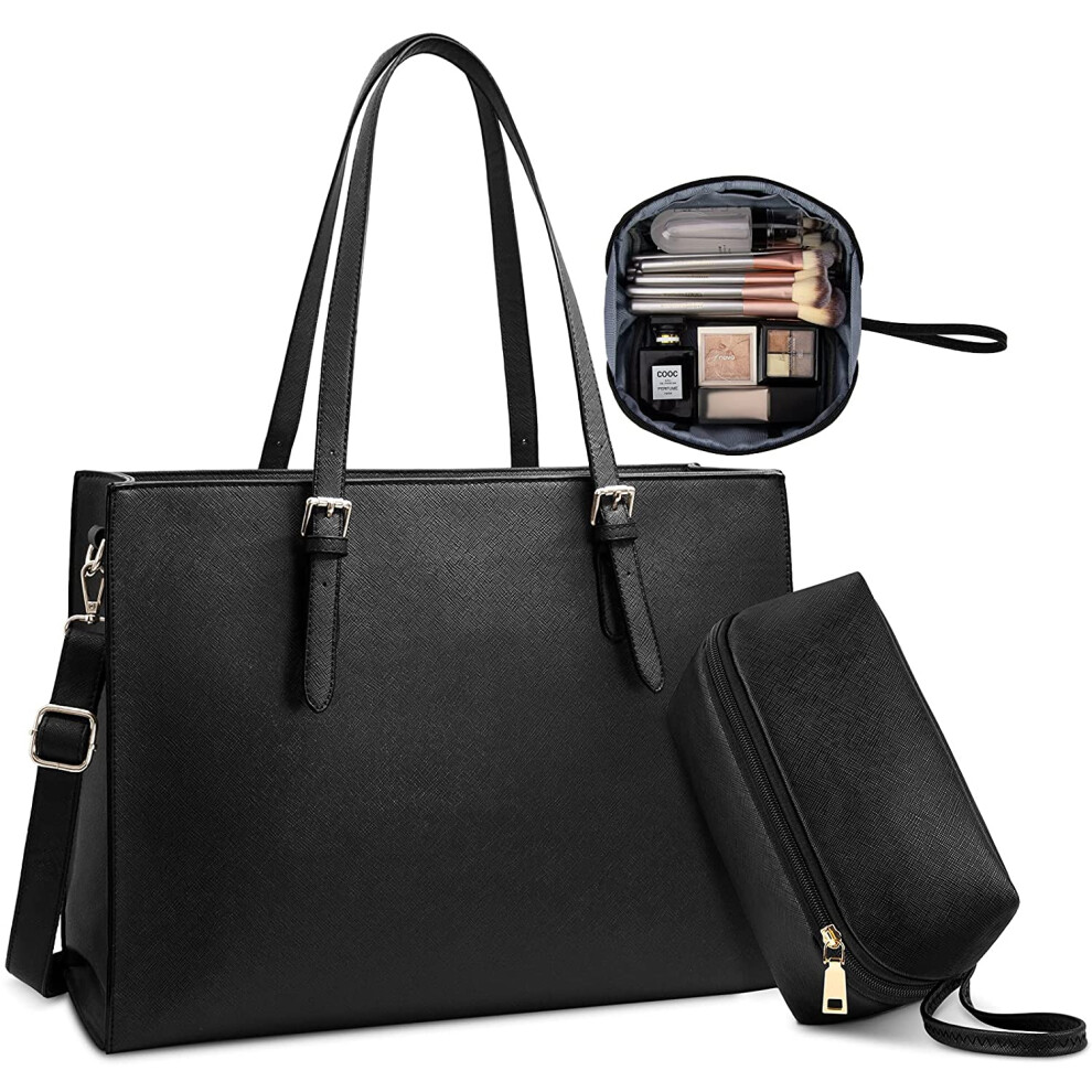 Laptop Bag For Women Waterproof Lightweight Leather 15.6 Inch Computer Tote Bag Business Office Briefcase Large 9110895363966