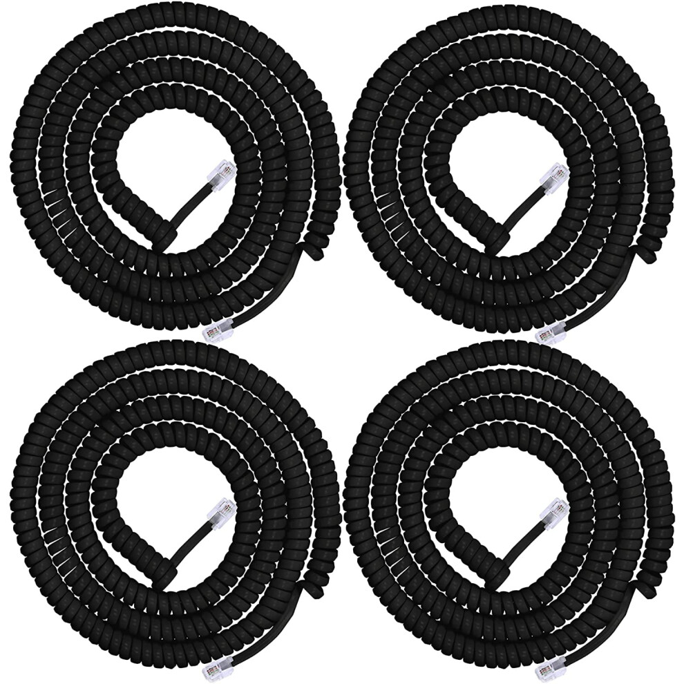 Coi Telephone Cord, 4 Pack, 4 Feet Coi, 25 Feet Uncoi, Phone Cord Works With All Corded Landline 9110895364130