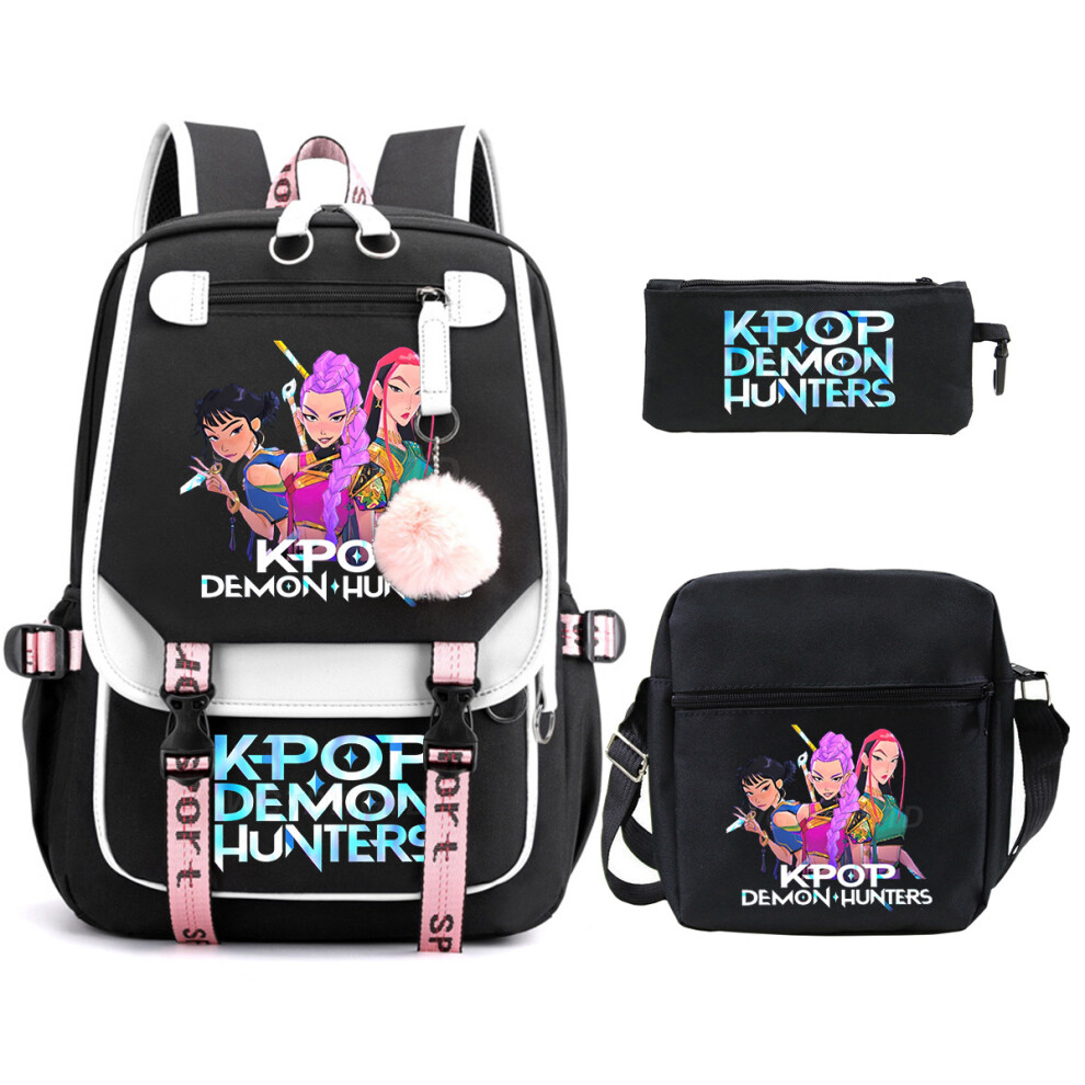 Demon Hunter Girl School Bag Set Black 3-Piece