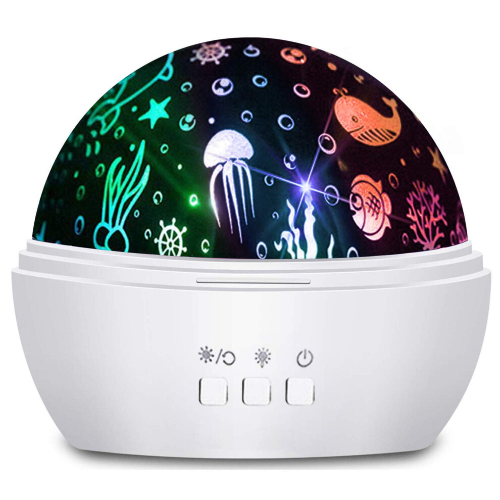 Kids Night 360 Rotating Starry Night Projector For Baby, Ocean Wave Projector For Kids Bedroom Decoration- Light/White