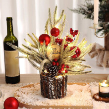 XOAIHY Mini Pre-Lit Artificial Christmas Tree with Berry and Pinecone Decor - Tabletop Xmas Decoration for Indoor Use