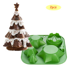 Cyber Monday Deals 2024: Viflosae Christmas Tree Cake Ice Tray, 2pcs, compatible with chocolate baking, jelly wax mold, Halloween party favors