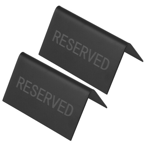 Restaurant Reserved Table Signs Stainless Steel for Table 2Pcs Black Item