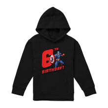 (9-11 Years, Black) Captain America Childrens/Kids Pull Over 6th Birthday Hoodie