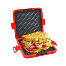 Microwave Sandwich Maker and Panini Press for Fast Cooking, Dishwasher Safe Grill, Red