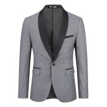 (S, Grey) Mens Business Slim Fit Wedding Party Blazer