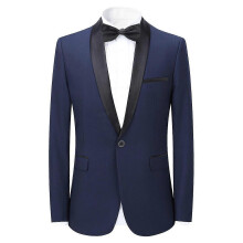 (S, Dark Blue) Mens Business Slim Fit Wedding Party Blazer