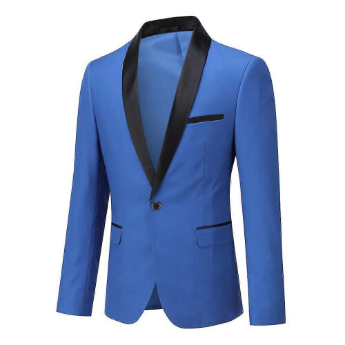 (L,Blue)Mens Business Slim Fit Wedding Party Blazer 1