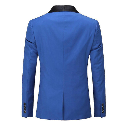 (L,Blue)Mens Business Slim Fit Wedding Party Blazer 2