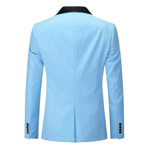 (3XL,Light Blue)Mens Business Slim Fit Wedding Party Blazer 2