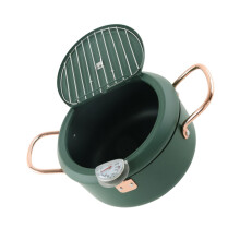 Japanese Tempura Fryer Pot Non Stick Deep Frying Pan with Oil Drainer for Induction Cooker