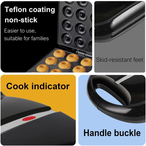 Mini Donut Maker 16Hole Nonstick DoubleSided Heating for Home and Commercial Use 2