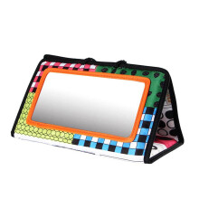 Baby Tummy Time Mirror with Contrast Visuals, Foldable Infant Sensory Toy for Crib and Travel