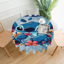 Stitch Azul Rectangular Tablecloth, Water Resistance Antiwrinkle Spillproof Soft Fabric, 60in, compatible with dining room, parties decor