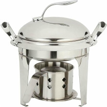 Round Stainless Steel Chafing Dish with Lid and Stand, Buffet Food Warmer for Parties and Weddings