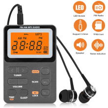 Portable AM FM Radio, Mini Digital Tuning with Rechargeable Battery, Earphone, Lock Screen, Preset, Pocket Transistor Radio for Walking Jogging