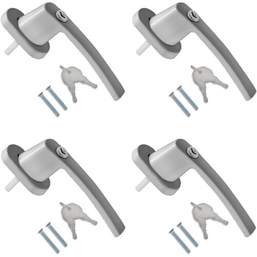 4x Lockable window handle - Handle with lock aluminum - Childproof
