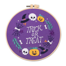 Halloween Embroidery Kits, Full Range of Stamped Embroidery Kits with Embroidery Clothes with Christmas Tree, Bamboo Embroidery Hoop