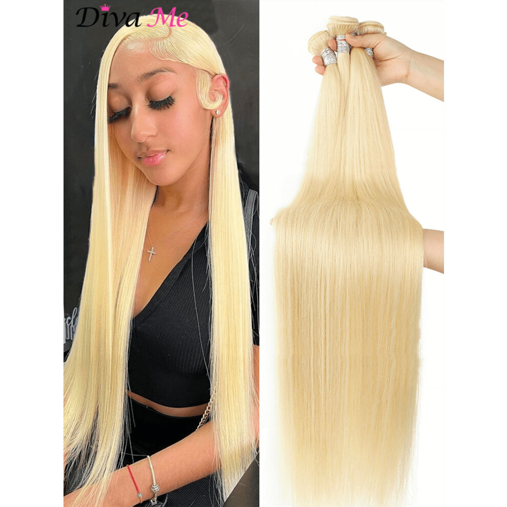 Unisex 613 Honey Blonde Color Hair Extension Brazilian Hair Weave Bundles 36 38 40 Inch Straight Remy Human Hair Bundles Wholesale Hair
