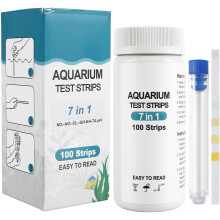 Kyoffiie 100PCS 7-in-1 Aquarium Test Strips for Freshwater & Saltwater, pH, Hardness, Nitrate, Nitrite, Chlorine, Alkalinity