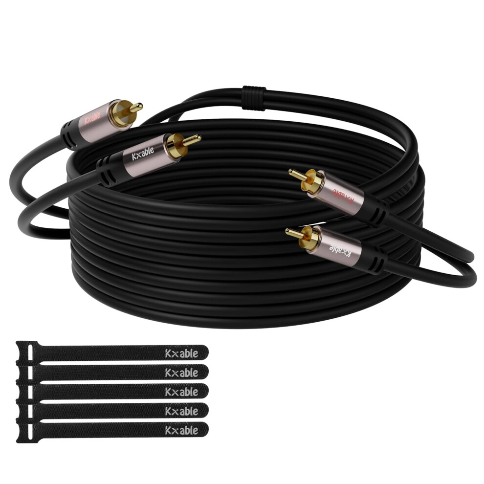 Rca Cable 50Ft, 2Rca Male To 2Rca Male Stereo Audio Cable,【22Awg Ofc, Hi-Fi Sound, Double Shielded】 2 Rca Car Audio Gold 9389440382497